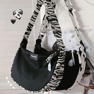 Animal Print Trim Shoulder Bag