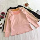 Long-sleeve Plain Fleece T-shirt