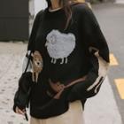 Animal Jacquard Sweater Black - One Size