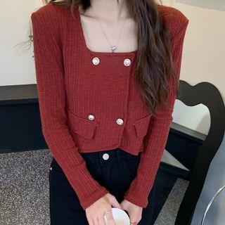 Double Breasted Knit Blouse