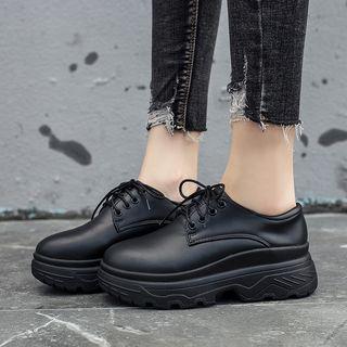 Faux Leather Lace Up Platform Shoes