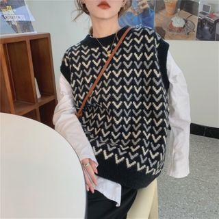 Jacquard Knit Vest Black - One Size