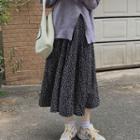 Floral Midi A-line Skirt White Floral - Black - One Size