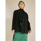 Flap-pocket Wool Blend Coat Black - One Size
