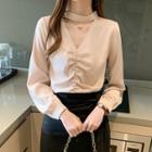 Choker Ruched V-neck Blouse