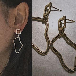 Irregular Hoop Dangle Earring 1 Pair - Earrings - A11a - Gold - One Size