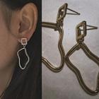 Irregular Hoop Dangle Earring 1 Pair - Earrings - A11a - Gold - One Size