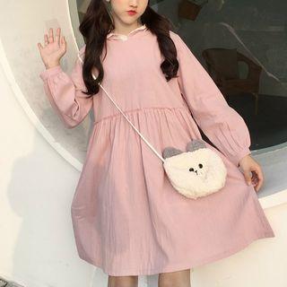 Long-sleeve Ear-accent Hooded Dress