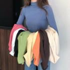 Multi-color High-neck Long-sleeve Knit Top
