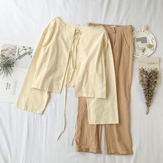 Plain Tie Back Long Sleeve Top
