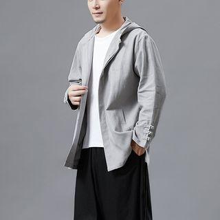 Frog-buttoned Hooded Jacket