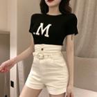 Lettering Short-sleeve T-shirt / High-waist Shorts