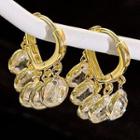 Faux Crystal Dangle Earring F-67 - 1 Pair - Gold - One Size