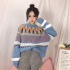 Printed Oversize Sweater As Shown In Figure - One Size