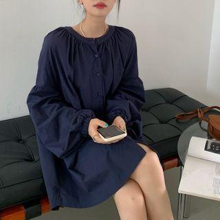 Bubble Sleeve A-line Shirtdress