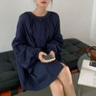 Bubble Sleeve A-line Shirtdress