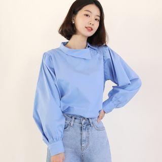 Balloon-sleeve Asymmetric Blouse