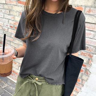 Short Plain Cotton T-shirt