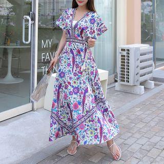 Pattern Maxi Boho Dress White - One Size