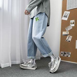 Leaf Embroidery Harem Jeans