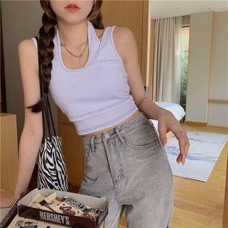 Mock Two Piece Plain Tank Top