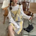Long-sleeve Cutout T-shirt / Tie Dye Mini A-line Jumper Dress
