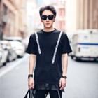 Faux Leather Hem T-shirt