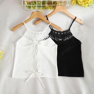 Plain Lace Up Cropped Top