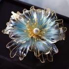 Wedding Faux Pearl Flower Hair Stick Light Blue - One Size