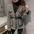 Houndstooth Buttoned Jacket Black & White - One Size