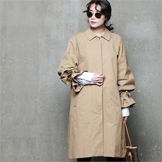Tie-cuff A-line Mac Coat