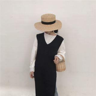 Side Slit Long Knit Vest