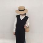 Side Slit Long Knit Vest