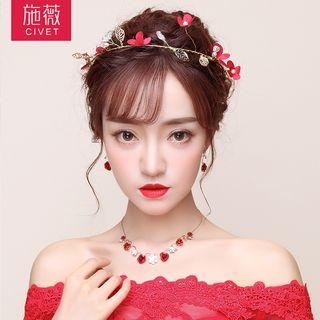 Wedding Set: Floral Hair Band + Earring + Necklace