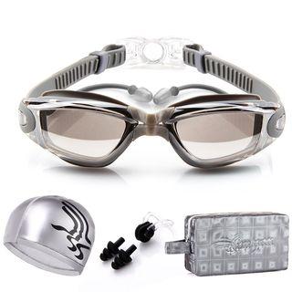 Set: Swim Cap + Swim Goggles + Ear Plugs + Nose Clip + Pouch