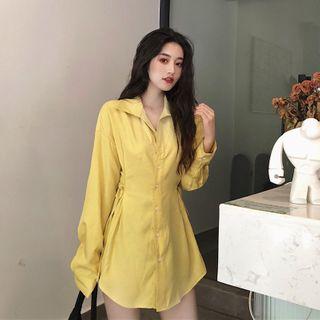 Side Tie A-line Shirt Dress