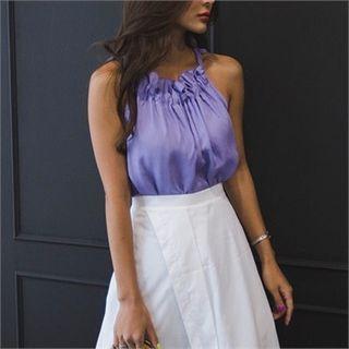 Tie-strap Sleeveless Frilled Top