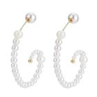 Faux Pearl Swing Earring 1 Pair - White - One Size