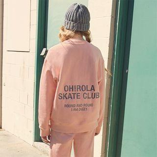 Letter-embroidered Boxy Sweatshirt Pink - One Size