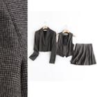 Cropped One-button Blazer / Vest / Mini A-line Skirt