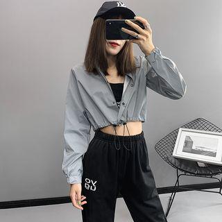 Drawstring-waist Reflective Crop Shirt