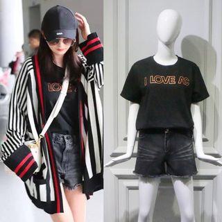 Short-sleeve Lettering T-shirt / Denim Shorts