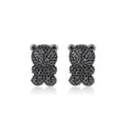 Simple And Cute Plated Black Bear Stud Earrings With Black Cubic Zirconia Black - One Size
