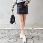 Inset Short Coated H-line Miniskirt