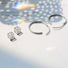 925 Sterling Silver Caged Rhinestone Hoop Earring As Shown In Figure - One Size