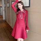 Bell-sleeve Strap Bow Knit Dress