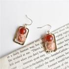 Two-tone Ball Drop Earring 1 Pair - Pink & Red & Gold - One Size