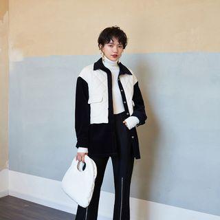Two-tone Single-breasted Quilted Jacket