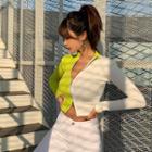 Two-tone Zip-front Cropped Top