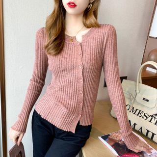 Asymmetric Button-down Knit Top In 8 Colors